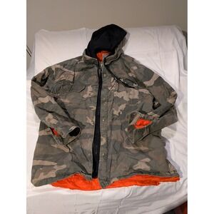 Dickies Men 2XL Camouflage Hooded Utility Hoodie Jacket Orange Lined Work
